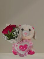 Oso rosa con flores