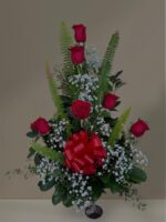 Copa 6 rosas rojas