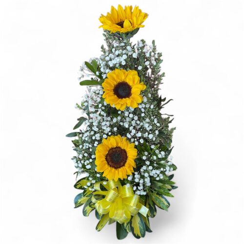 Copa con 3 girasoles