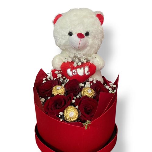 Caja corazon grande + peluche